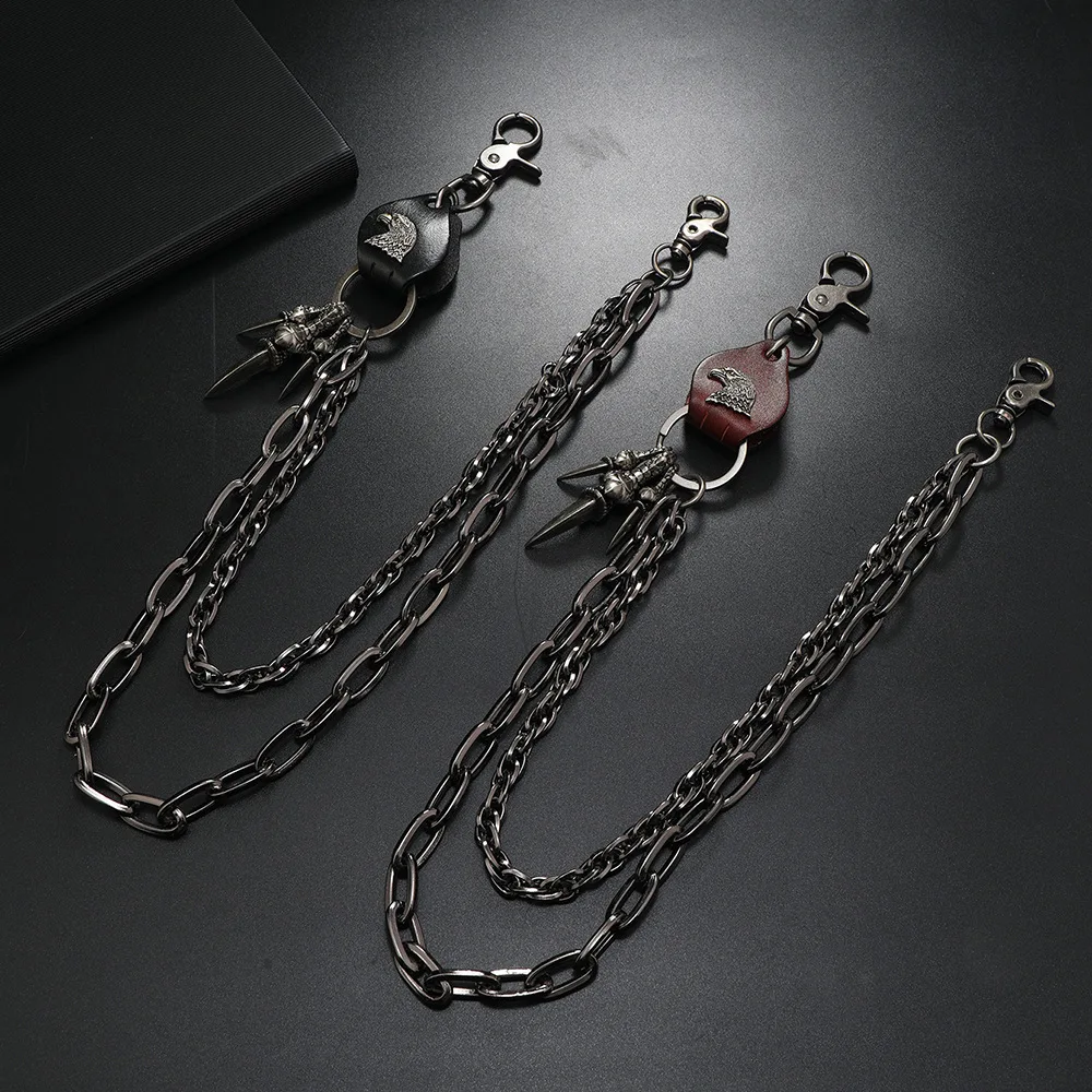 Unisex Vintage Distressed Punk Hip Hop Double Layer Metal Jeans Chain Accessory