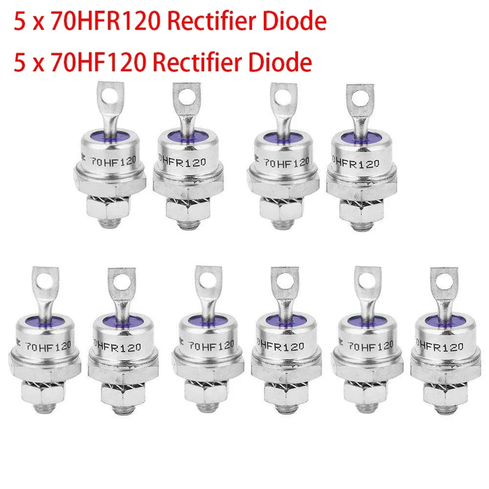 

10Pcs Spiral Rectifier Diodes 70HFR120/70HF120 1200V 70A For Battery Charging Motor Control Converters Power Supplies