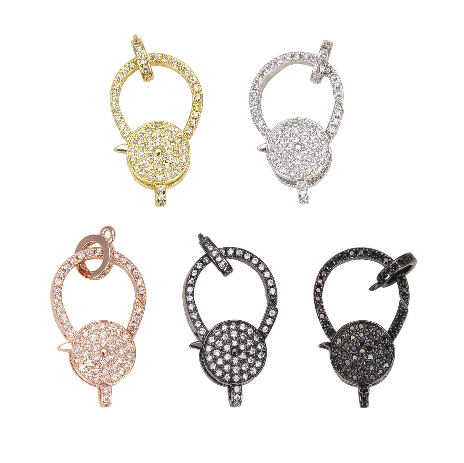 5 Pieces Micro Pave Heart Screw Clasp for DIY Fastener Connector Locks Accessories Women Luxury Jewelry Necklace Bracelet Making