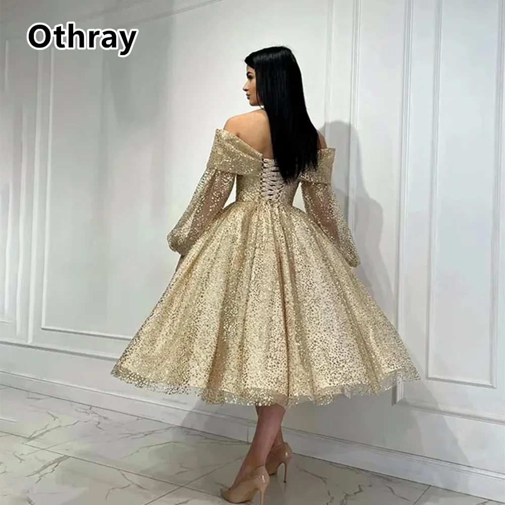 Othray-Robe de Rhmi-longue scintillante à manches bouffantes, robes de soirée élégantes, Sweet Off initié, zones de fête, Rh, quel que soit Dubaï, soirée formelle, quoi que ce soit