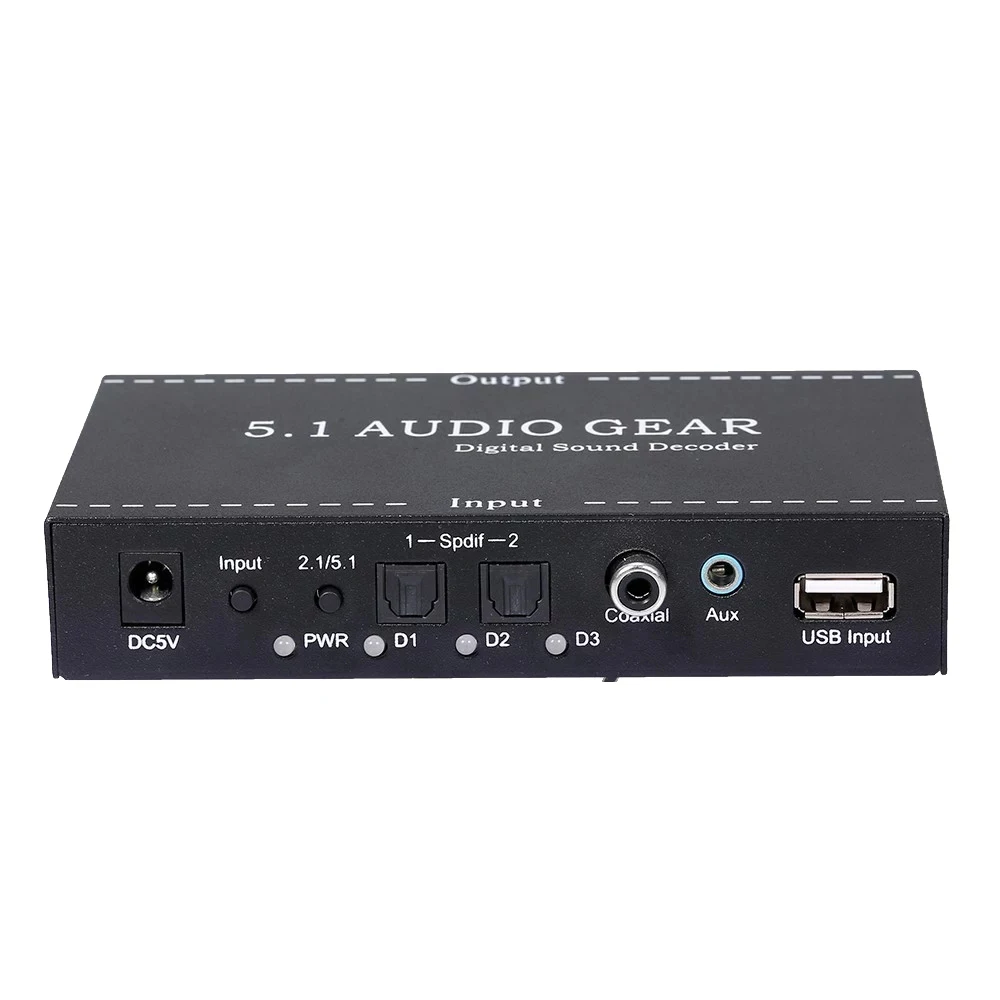 

-A6L 5.1 Audio Gear Digital Sound Decoder Audio Converter 3.5Mm Audio Output Support for Digital AC-3 DTS EU Plug