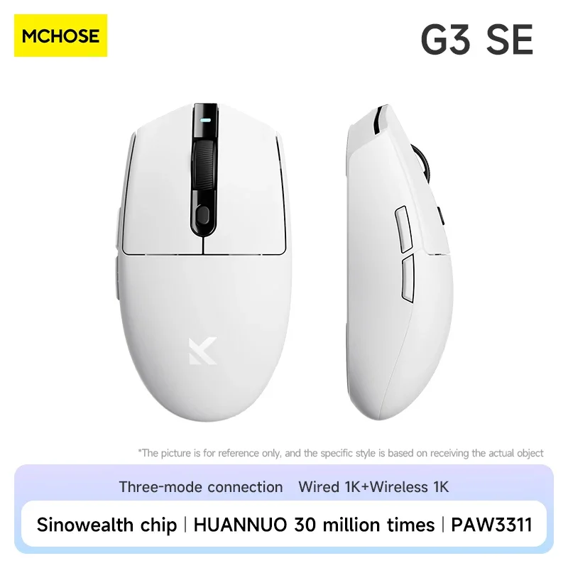 Imagem -06 - Wireless Gaming Office Mouse 2.4g Bluetooth 8k Mouse Três Modos Leve Paw3395 Design Ergonômico 26000dpi 650ips g3