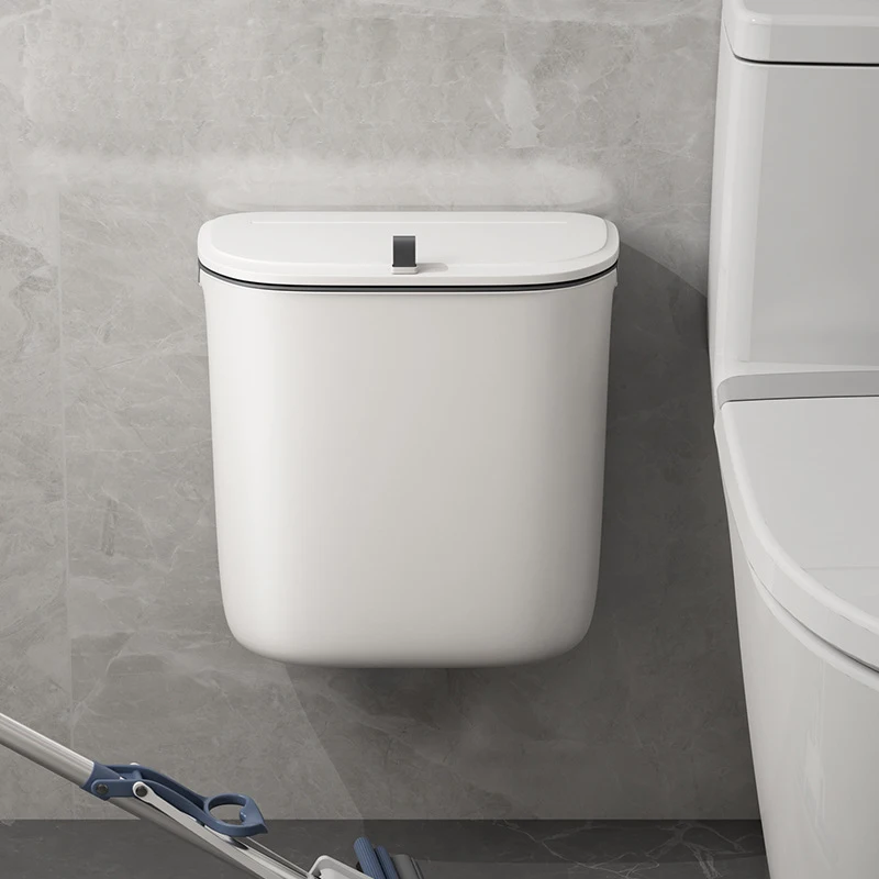 9L Mülleimer Wandbehang Küche Mülltonne mit Deckel Badezimmer Schmaler Papierkorb Waschbecken Schranktür Wandmontierter Mülleimer