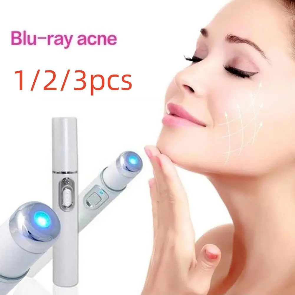 3Pcs/set Blue Light BIO Micro Current Therapy Acne Laser Ball Roller Pen Soft Scar Wrinkle Removal Device For Skin Care