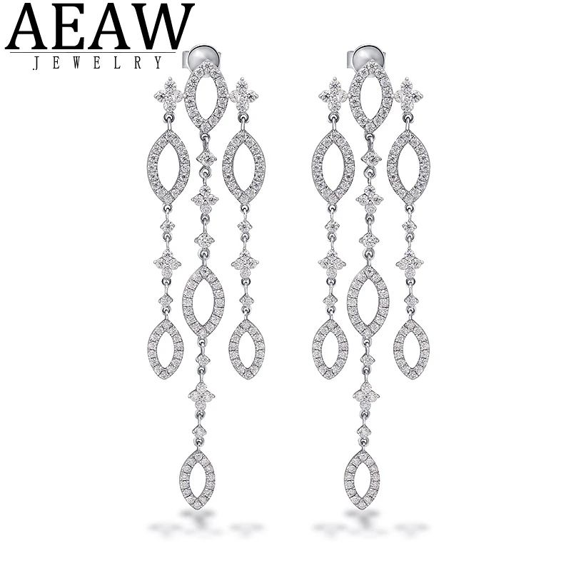 

New Fashion Real Solid 10K Gold Moissanite Drop Earrings for Women Elegant Jewelry Party Accessories