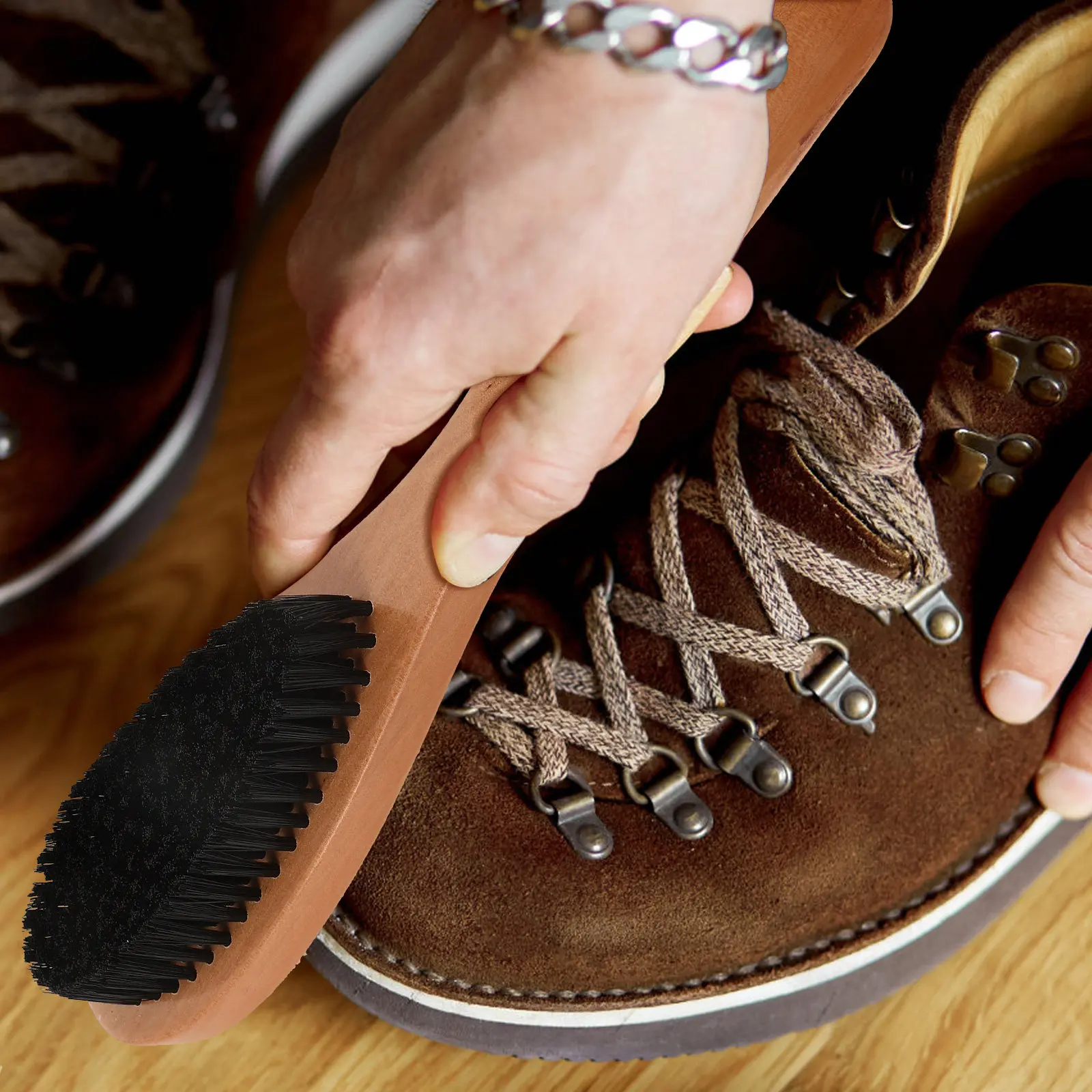 Professional Wooden Shoe Brush for Shoes Boots Furniture Car Seats Wallets Shine Polishing Buffing Cleaning Shoe