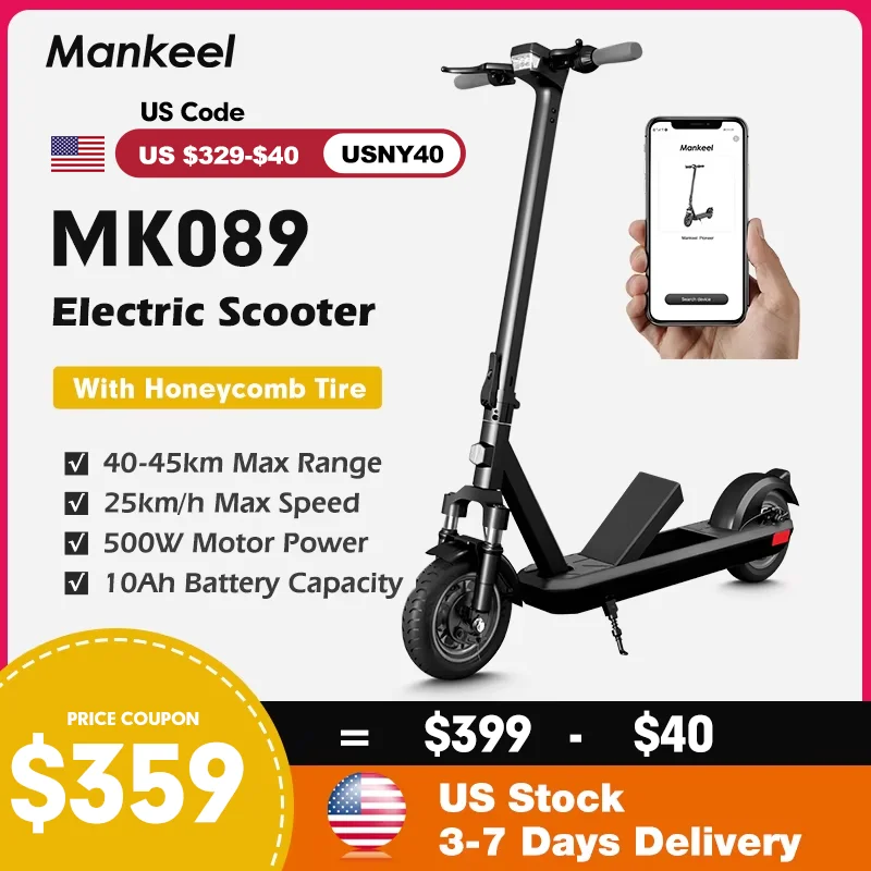 

Mankeel Pioneer MK089 Electric Scooter for Adults 48V 10Ah 16pmh 800W Powerful E-Scooter with APP Control Electric Kick Scooter