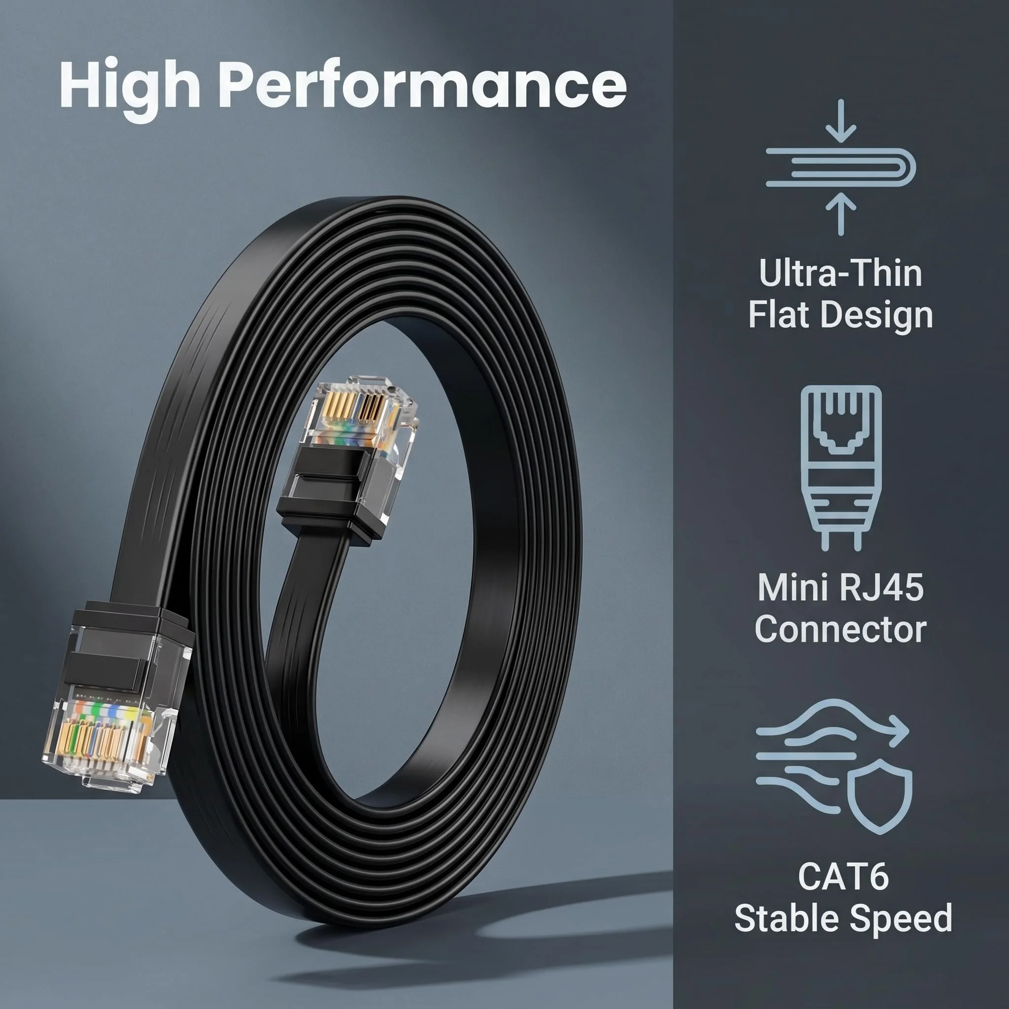 24-Pack Ultra Short Flat CAT6 Ethernet Cable 0.2-0.5m Mini RJ45 Stable LAN Patch Cord for Server Cabinet Home Network Wiring, Bl view 2