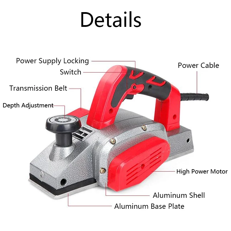 1100W/1200W/1600W Electric Planer Powerful Wooden Handheld Copper Wire Wood Planer Carpenter Woodworking DIY Power Tool Kits