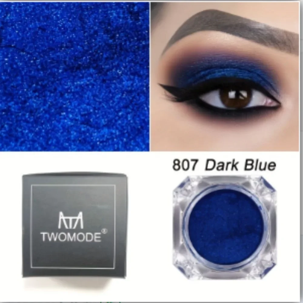 TWOMODESingle Color DARK Blue Eyeshadow Powder, High Pigmentation Smudgeproof Blend Essential Eye Makeup for Halloween Party, 3G