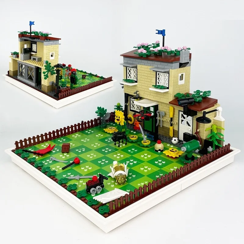 453PCS Plant Protect House Set With 8PCS Zombies Mini Action Figures Game Brinquedos Accessories Building Block Brick Toys