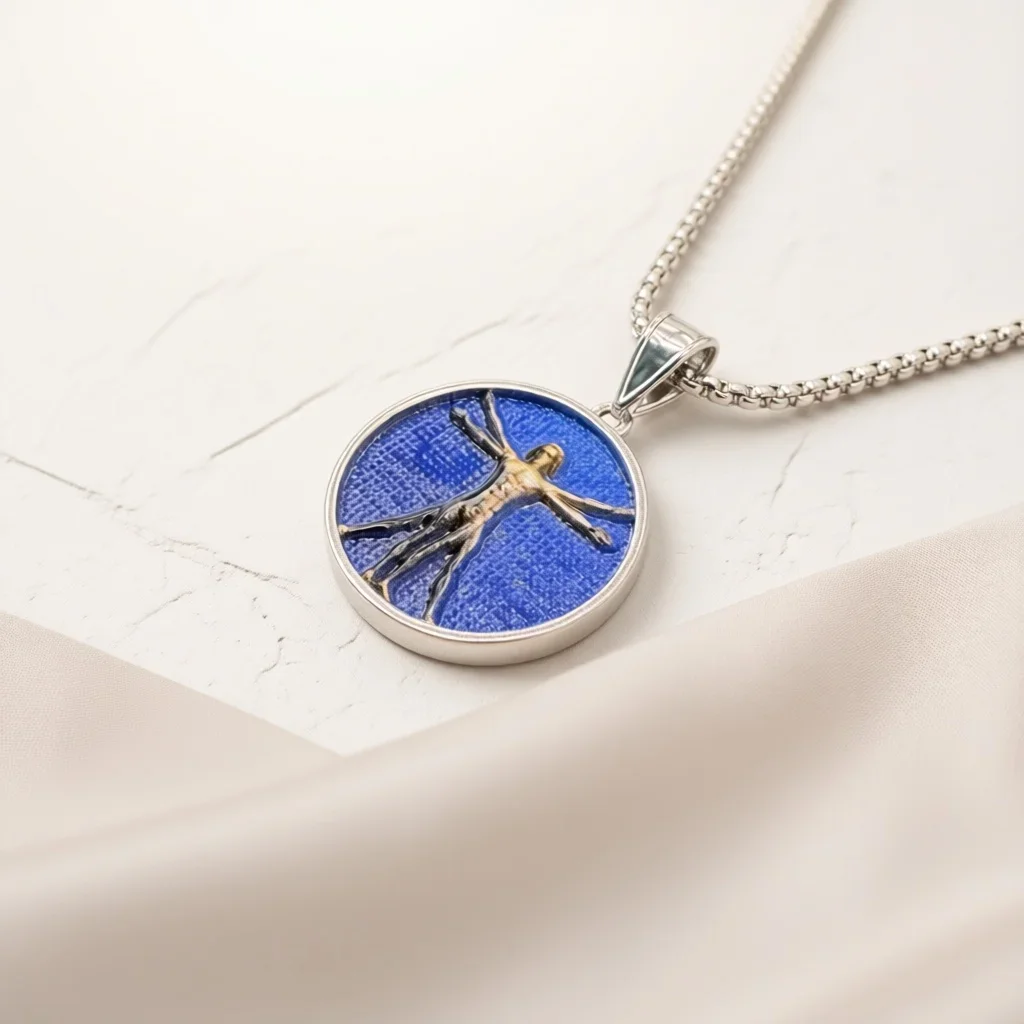 Vintage Enamel Round Medal Pendant Necklace, Retro Human Figure Relief Clavicle Chain, Art Commemorative  Gift for Men & Women