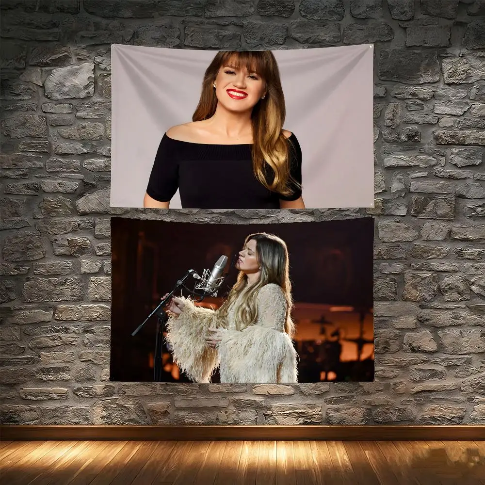 Y2K Pop Singer K-Kelly Clarkson Flags Tapestry Creative Pattern Photo Living Room Wall Art Party Outdoor Decor