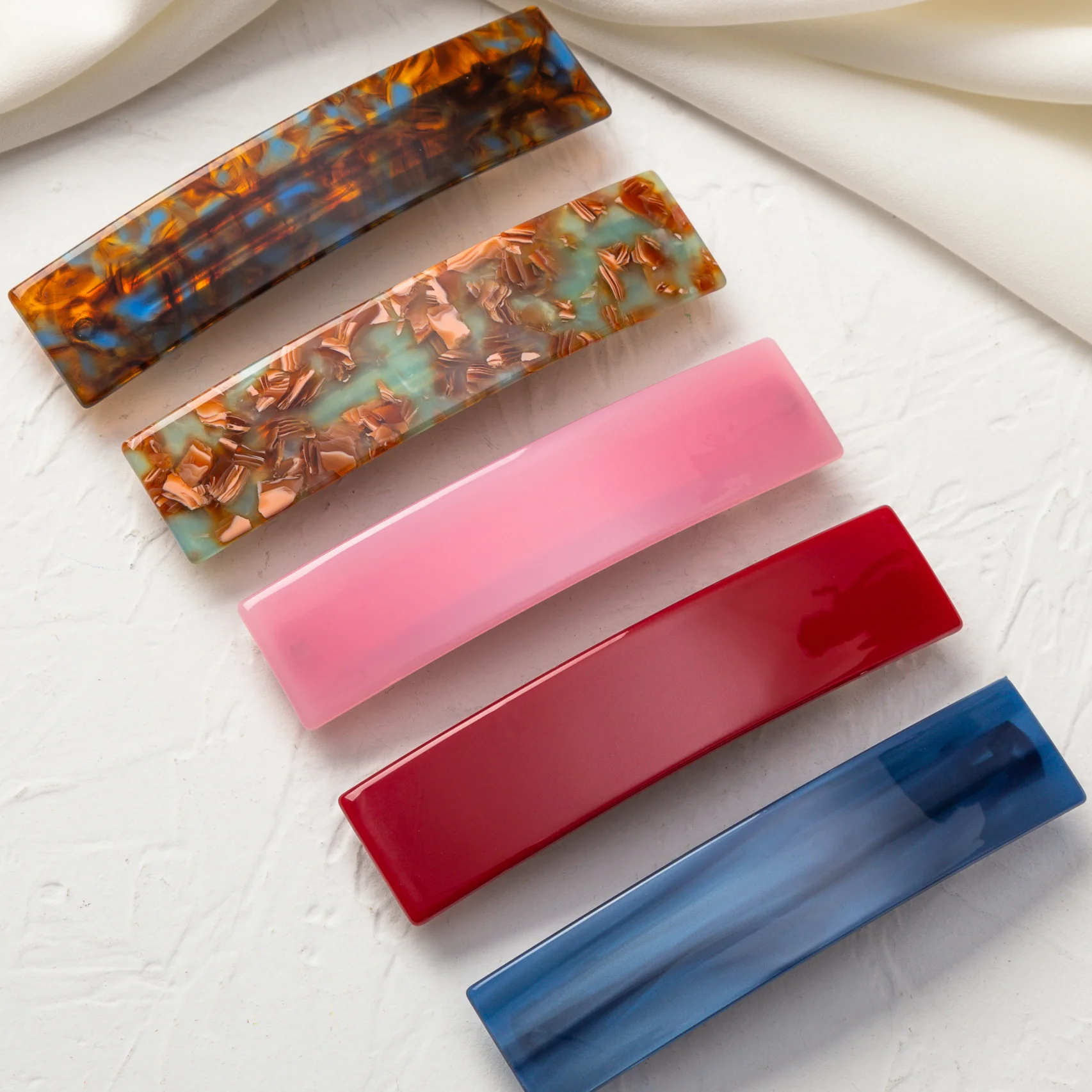 

10.5cm*2.3cm Acetate French Clips Hairclips for Girls Floral Blue Black Barrettes Headwear Hair Accessories Big Size Clips