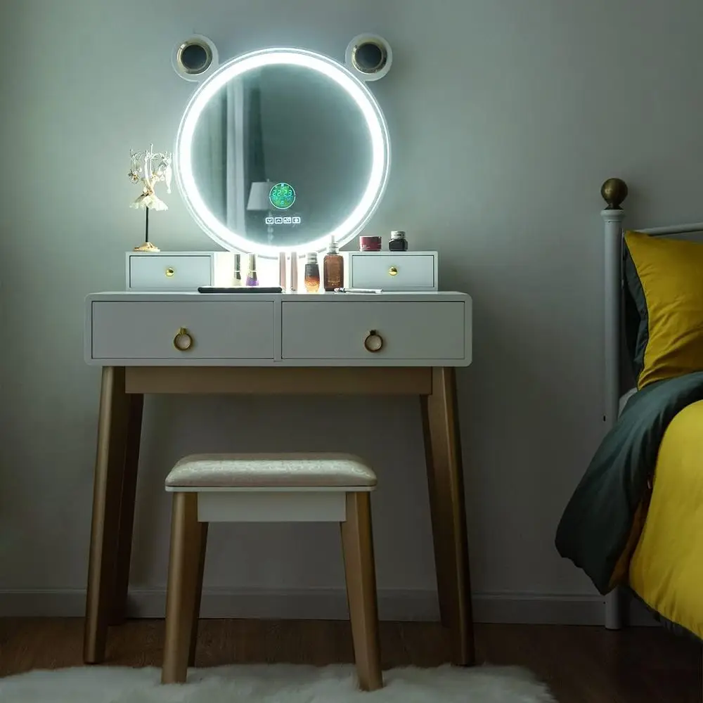 CHARMAID Vanity Set with Lighted Mirror, 3 Color Touch Sn Dimming Mirror with Display, 4 Ders with lry Organizer, Bedroom Makeup view 6