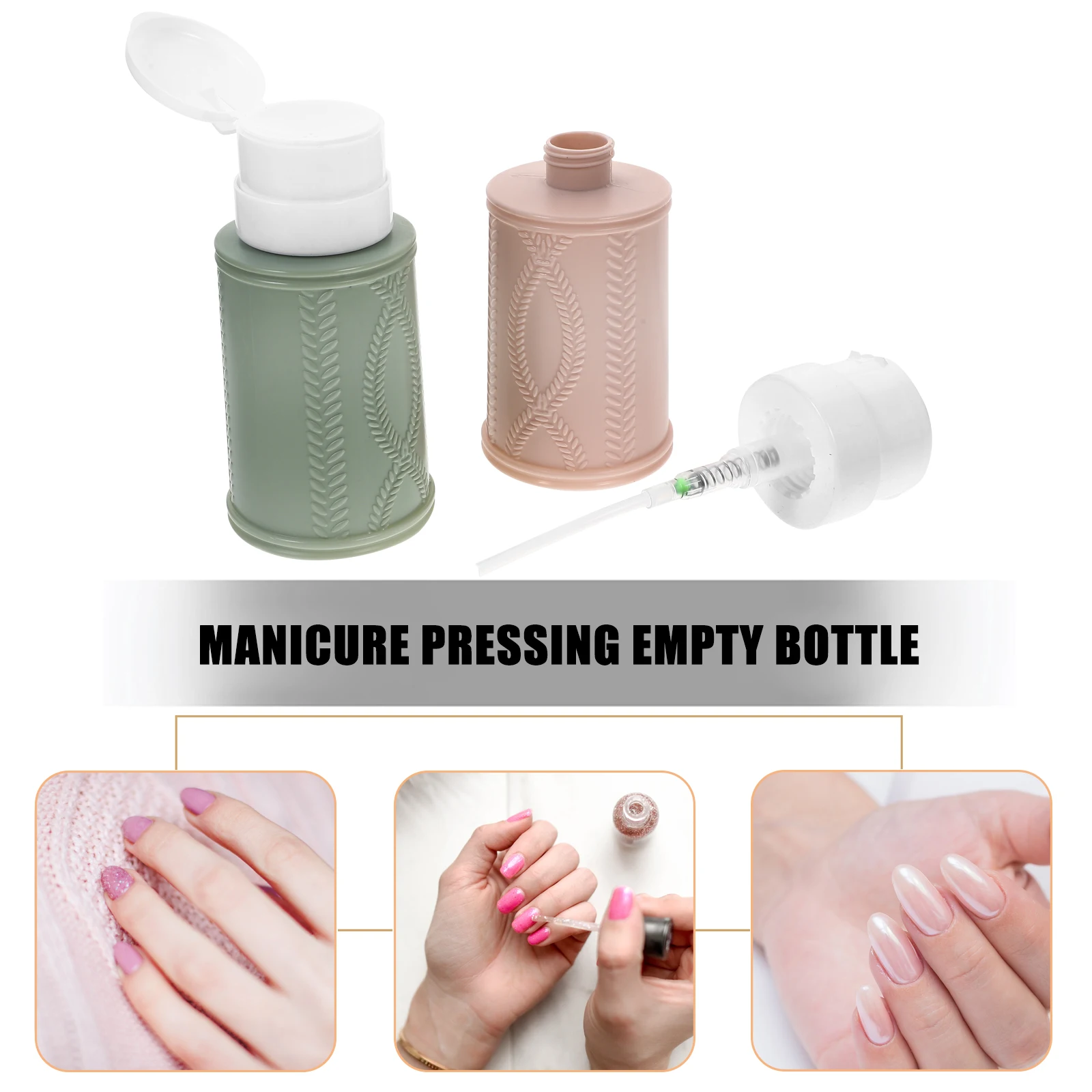 2 قطعة زجاجة توزيع المضخة القابلة لإعادة الملء 200 مللي مزيل طلاء الأظافر فارغة اضغط أسفل الحاويات المحمولة تخزين السائل للتقليم #2