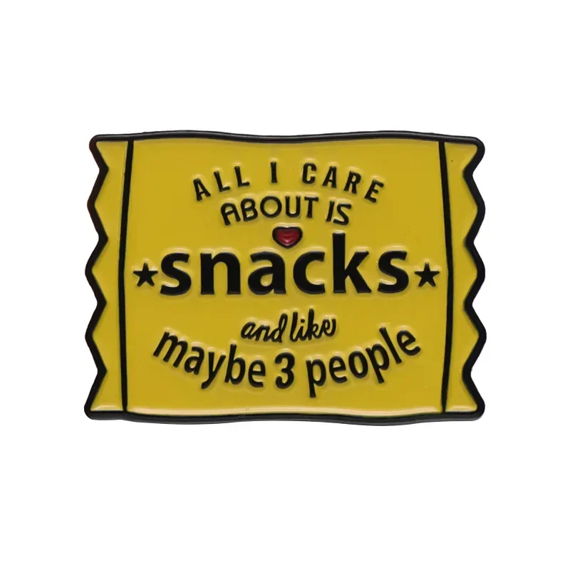 Cartoon Yellow Snack Packaging Bag Design Brooch Cute Letter Metal Badges for Clothes Creative Accessory Pins for Backpacks