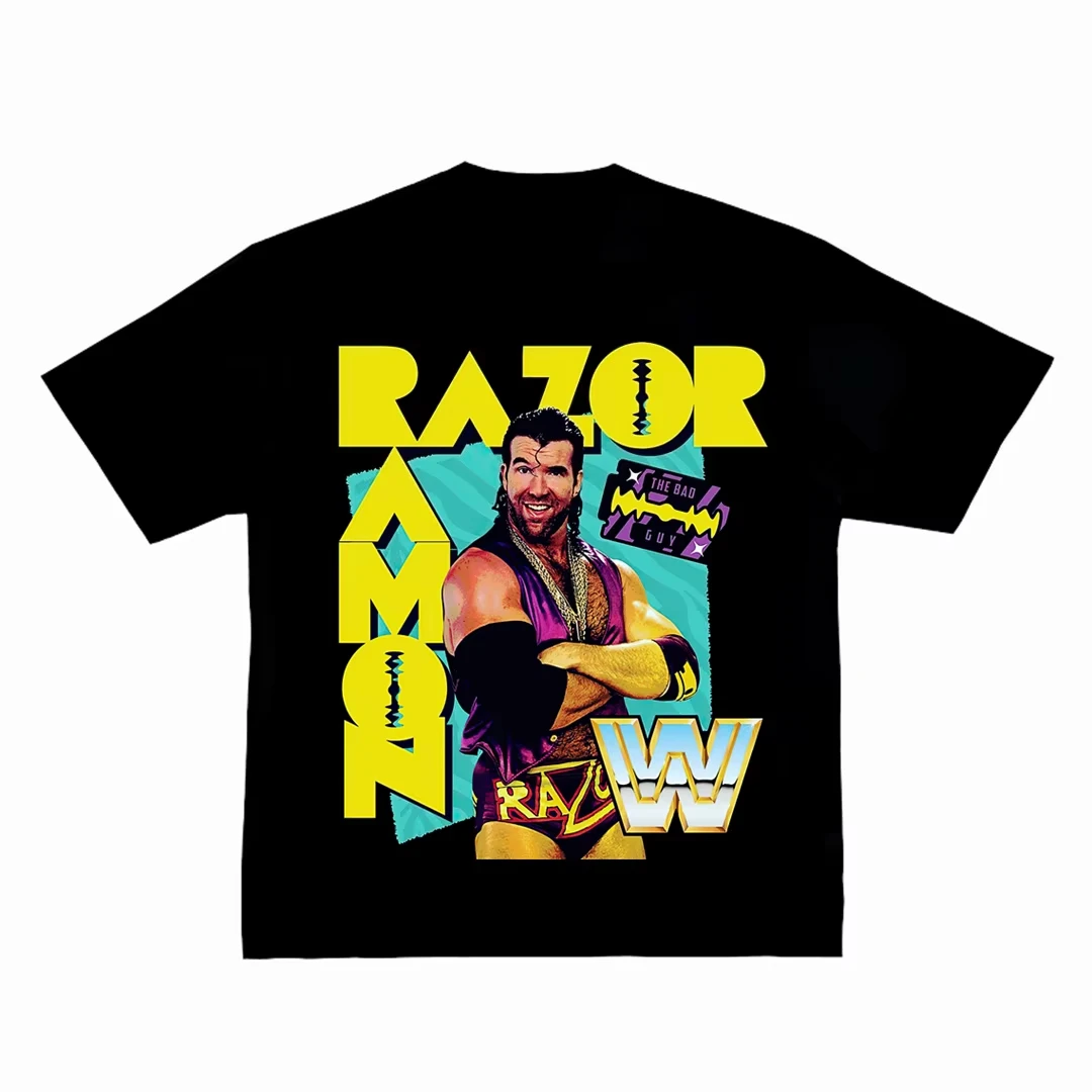 

Dementor Razor Ramon WWE Wrestling American Vintage Fitness Boxing Long Short Sleeve Men's T-Shirt Summer Casual Loose Tees Top