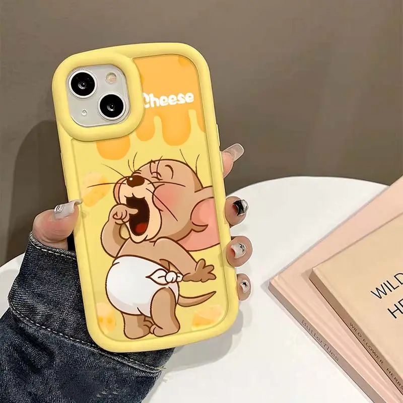 Tom And Jerry Eat Cheese Cute Phone Case For iPhone 15 14 13 12 11 Pro Max XS Max XR 7 8 15 Plus Soft Silicone Cute Back Cover