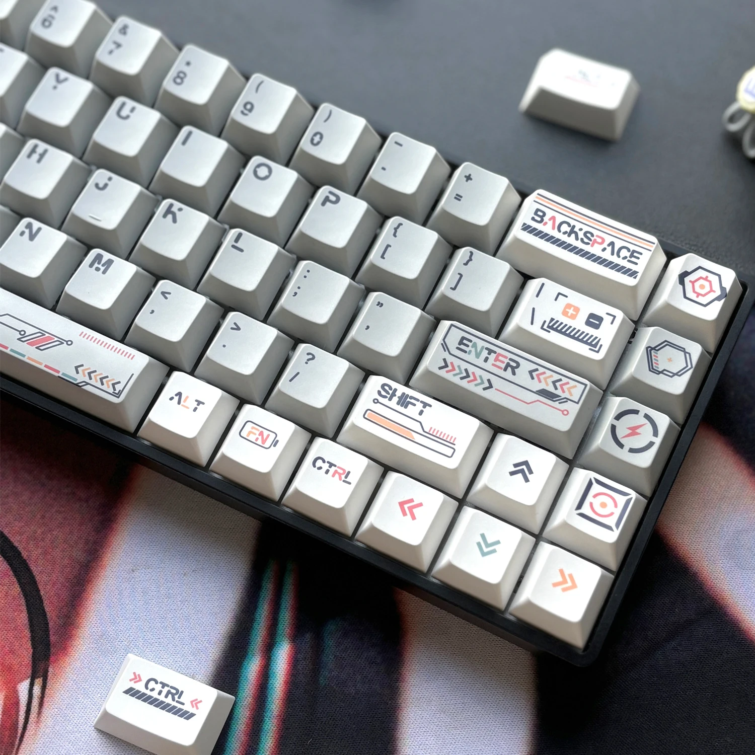 95 kunci profil ceri keycap masa depan PBT topi kunci Keyboard mekanik Gaming kustom untuk GMK67 GMK87 AULA 75 Crush8