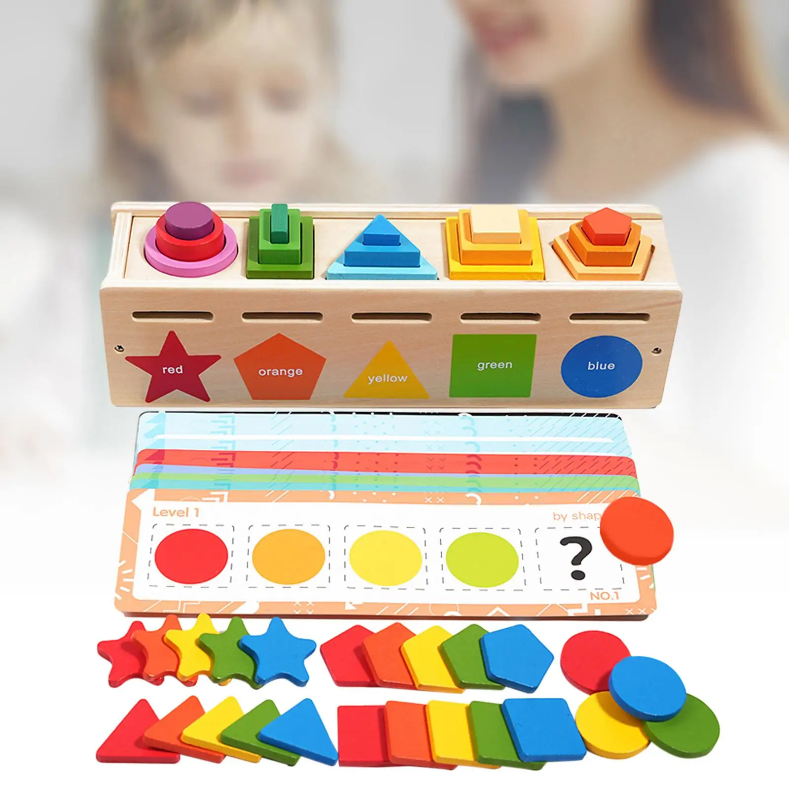 Montessori Shape Color Sorting Toy Montessori Toys Color Shape Sorting Box Game Preschool Learning Toy for Ages 2~4 Children