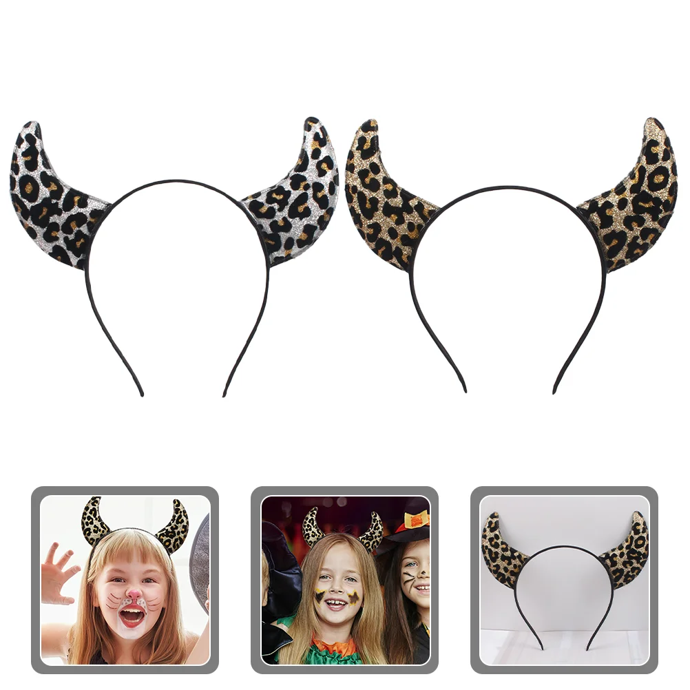 2 Pcs Apparel Ox Headbands for Girls Women Headdress Gold Silver Unique Hair Adult Womens Horn Accessories Women's