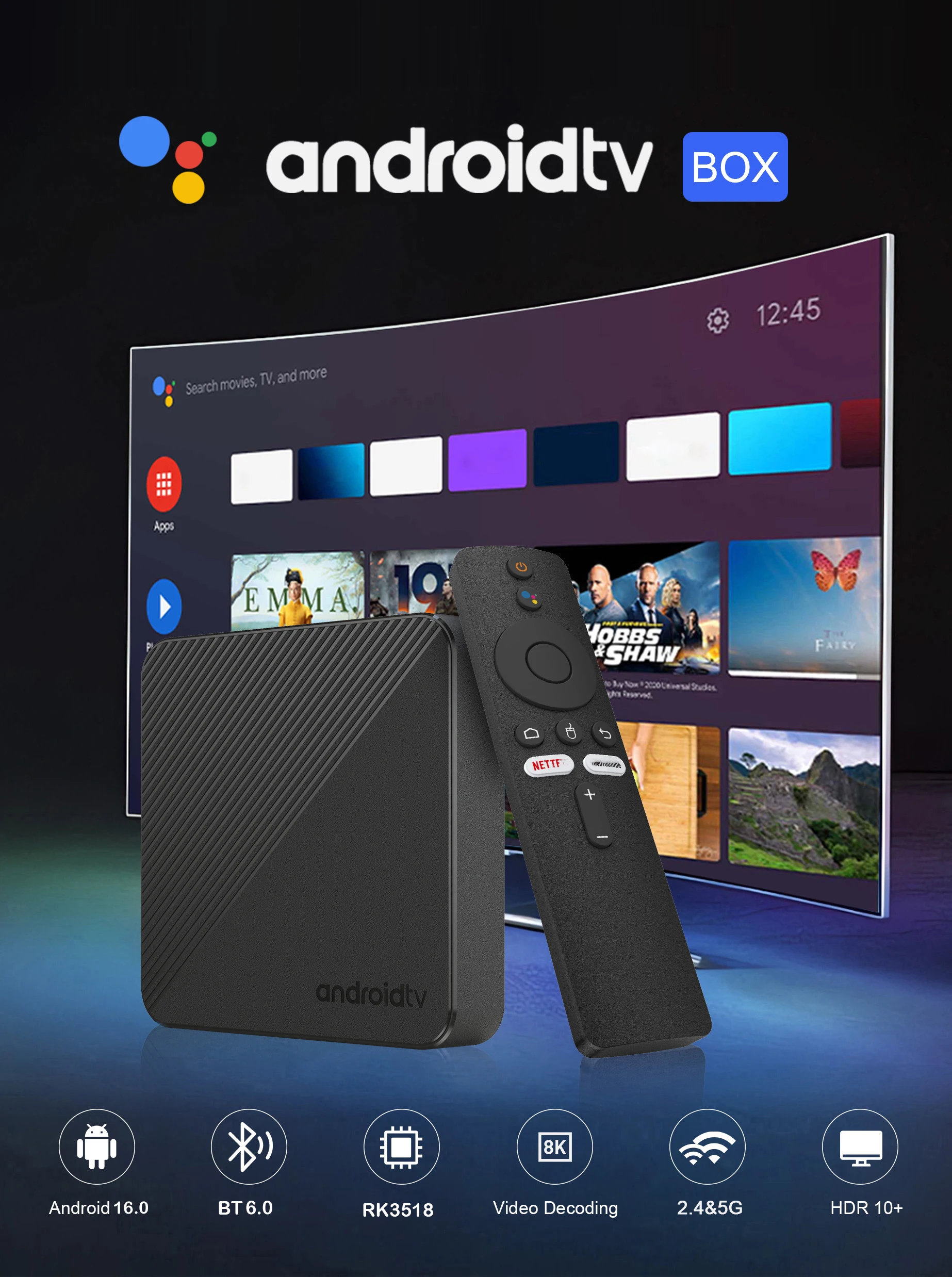 Smart TV Box T8 8K Android 16 Smart Home Theater 8GB 32GB 128GB 256GB RK3518 Dual UI Google Assistant Dual WLAN 5G Sprachfernbedienung – Detail 2