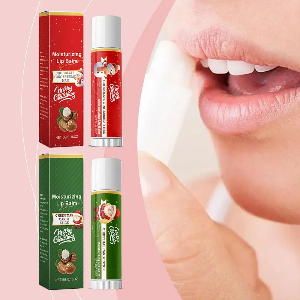 Christmas Moisturizing Lip Balm Lips Moisturizing Cream Lip Moisturizer Long-Lasting Balm Lips Skincare Cracked 5g Hydratin K1A9