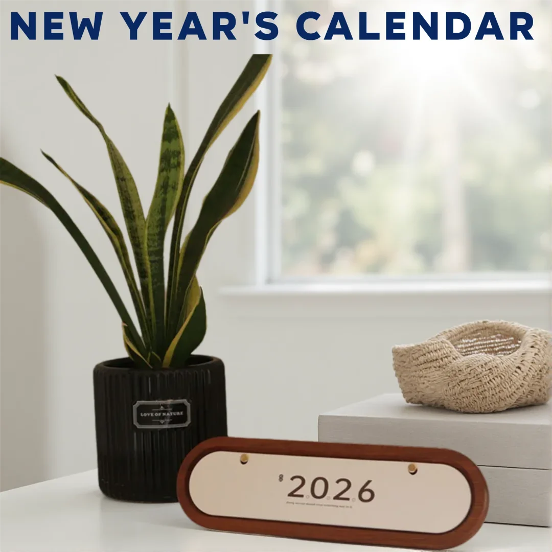 

Dropshipping 2026 Creative Wooden Premium Desk Calendar with Small Ornamental Pieces Desktop Calendar for New Year Gifts