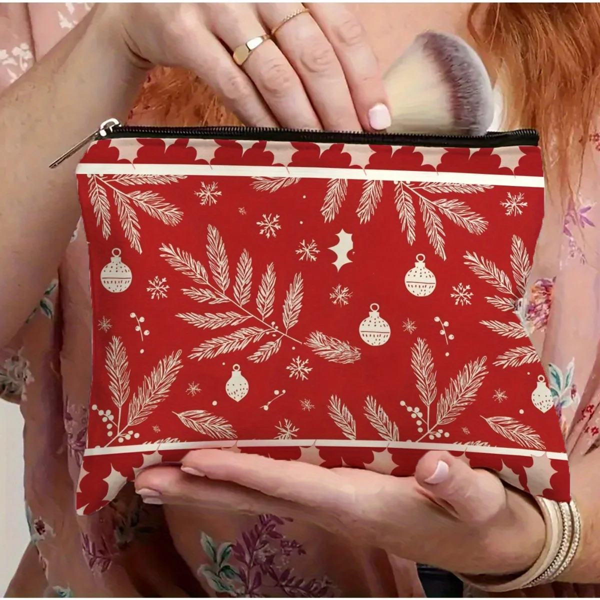 クリスマス柄の化粧ポーチ - 多機能ジッパーポーチ、ジュエリー収納バッグ、旅行に最適なジッパー付き小型収納バッグ。