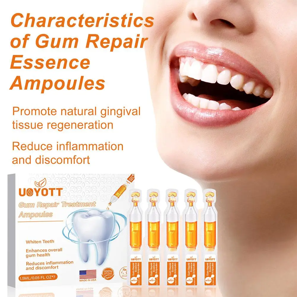 Ampollas para tratamiento de reparación de encías, esencia para el cuidado bucal, limpieza de encías, alivio de la hinchazón líquida, elimina el dolor de muelas, respiración Gingiva, D3e5