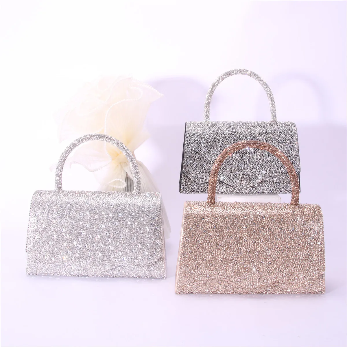 

Женская роскошная блестящая вечерняя сумка с бриллиантовой инкрустацией, блестящая модная сумка через плечо, сумки на плечо с цепочкой, съемный женский клатч