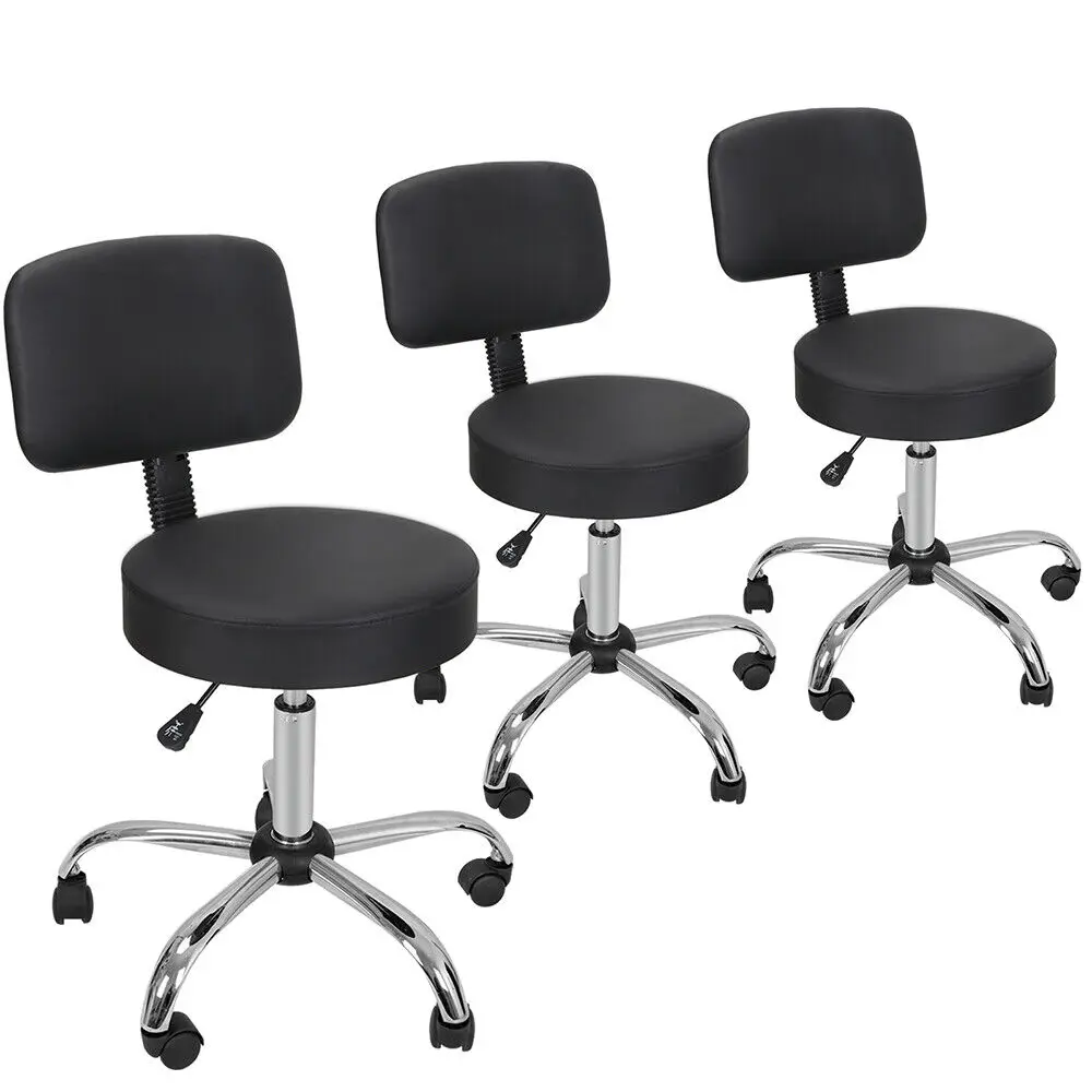 

3PCS Adjustable Swivel Hydraulic Salon Stool Rolling Office Chair with Back