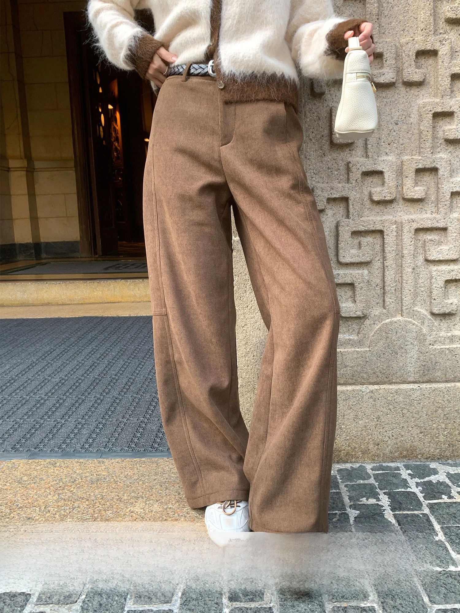 

Women's Corduroy Straight Leg Pants Thiened Lazy Sle Casual Trousers Vintage Winter Faion plus Size Comfortable Fit