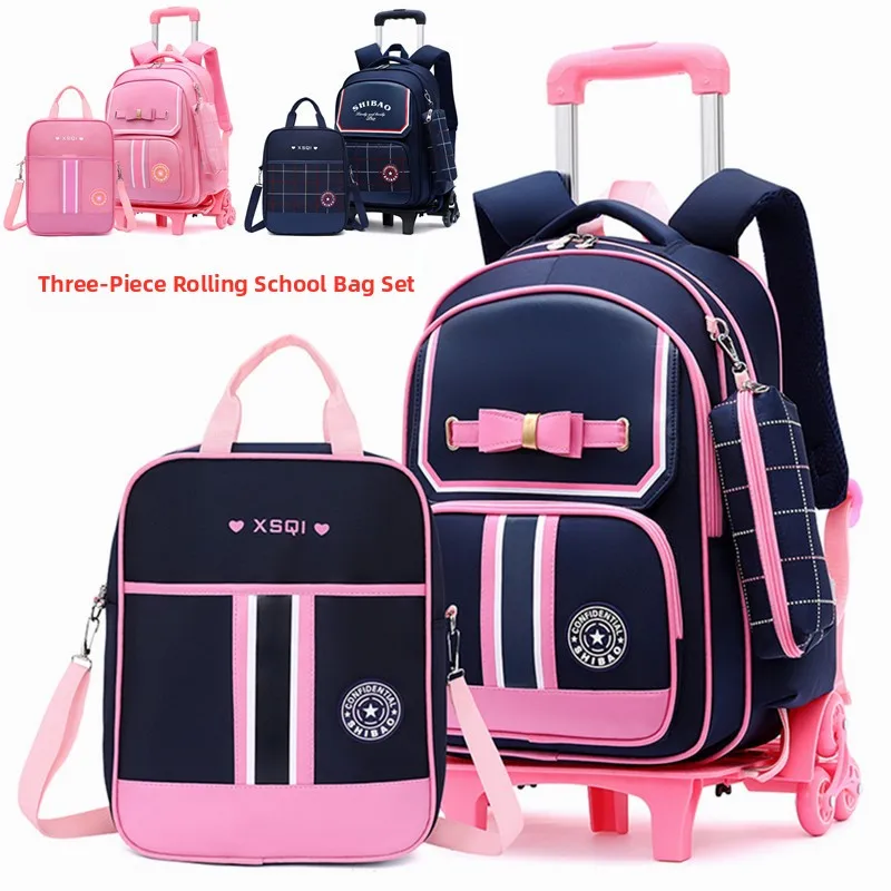 子供用バックパック-スクールバッグ-小学生-デュアルショルダーバッグ-負荷軽減-プルロッドバッグ-男女兼用-3年生