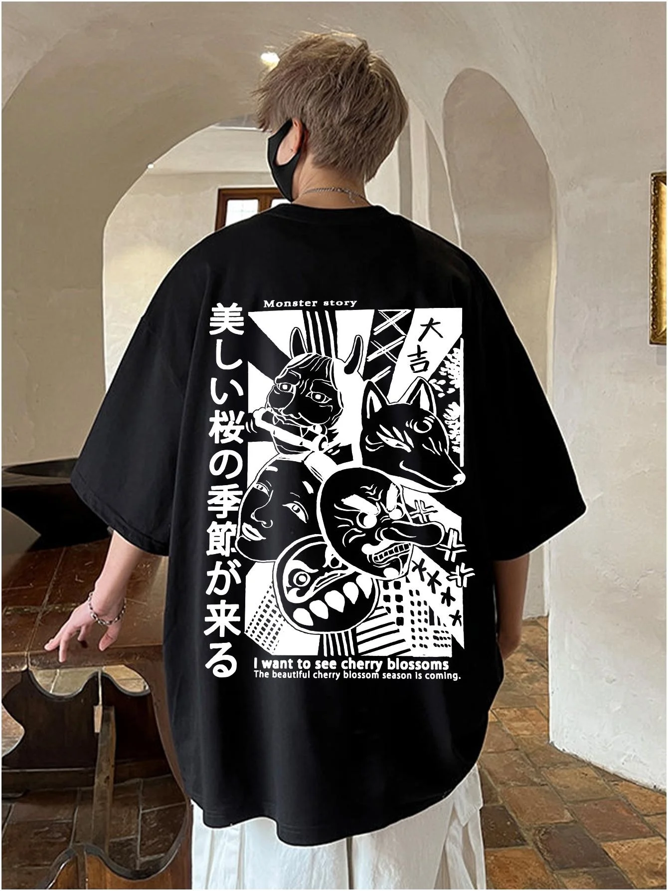 Harajuku Monster Anime t-shirt da uomo Oversize Fashion Vintage Y2k Unisex Tees manica corta abbigliamento Casual estate cotone Top maschile