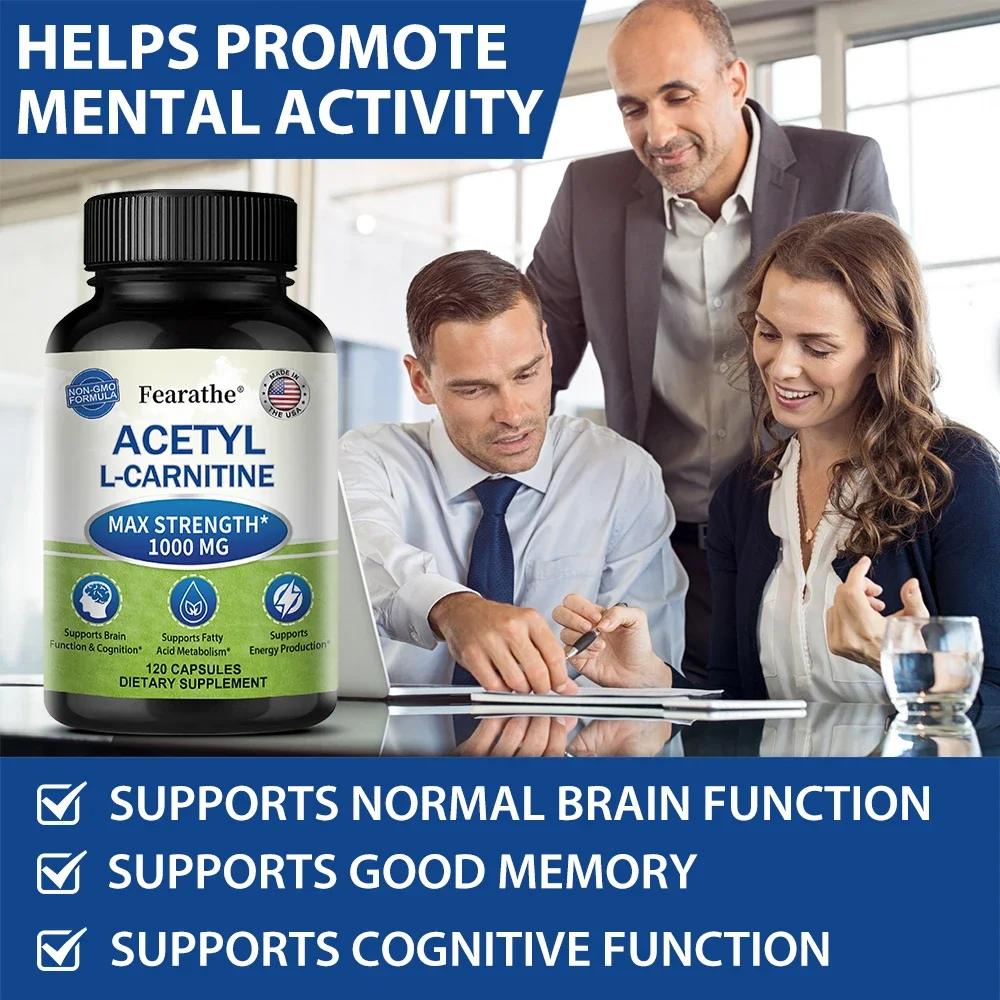 Acetyl L-Carnitine 1,000 Mg High Potency - Energy Production, Sports Nutrition, Memory/Concentration - Vegetarian Capsules