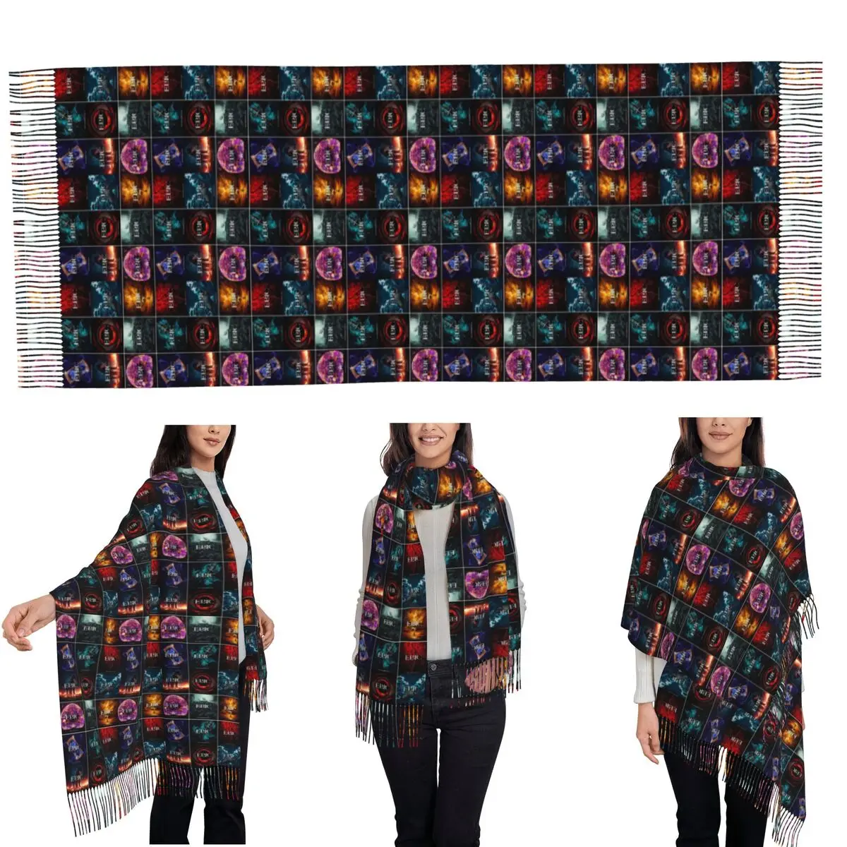 Epic The Musical Saga Covers Scarf Tassel Scarves Women Soft Warm Shawls and Wraps Large Fall Winter Shawl Wrap