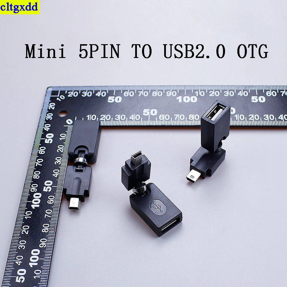 cltgxdd 1piece 360 degree rotation angle mini 5-pin to USB 2.0 OTG adapter data cable car, navigation external USB card reader