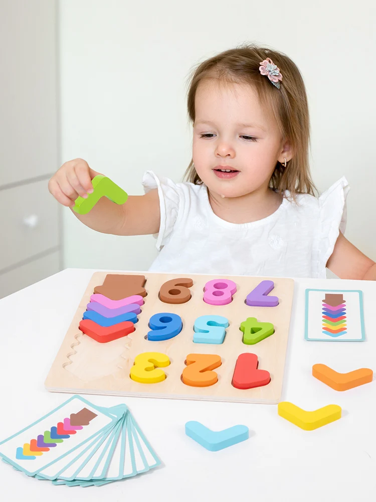 Planche numérique en bois de correspondance des couleurs, jeu éducatif d'appairage des couleurs cognitif des chiffres, Puzzle numérique