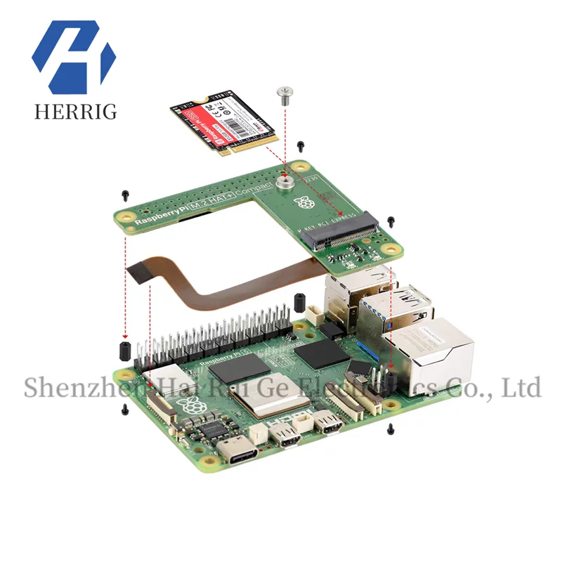 Placa de expansión de interfaz Raspberry Pi Original Pi5 PCIe a M.2, compatible con tamaño 2230, protocolo NVMe, HAT