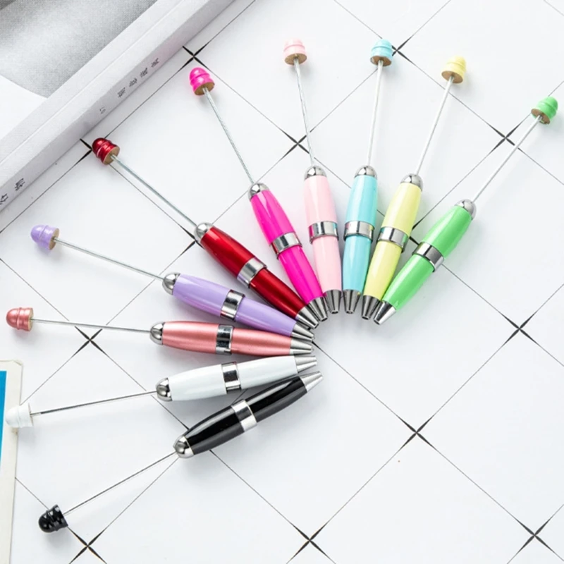5 шт. шариковая ручка, гладкая ручка для письма, шариковая ручка с бусинами и брелком, 1,0 мм, ручка для подписи, офисные Прямая