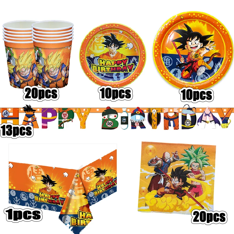 Dragonball Party Decoration Dragonball z Disposable Tableware Tablecloth Cups Birthday Banner Plates Baby Shower Supplies Toys - Image 2