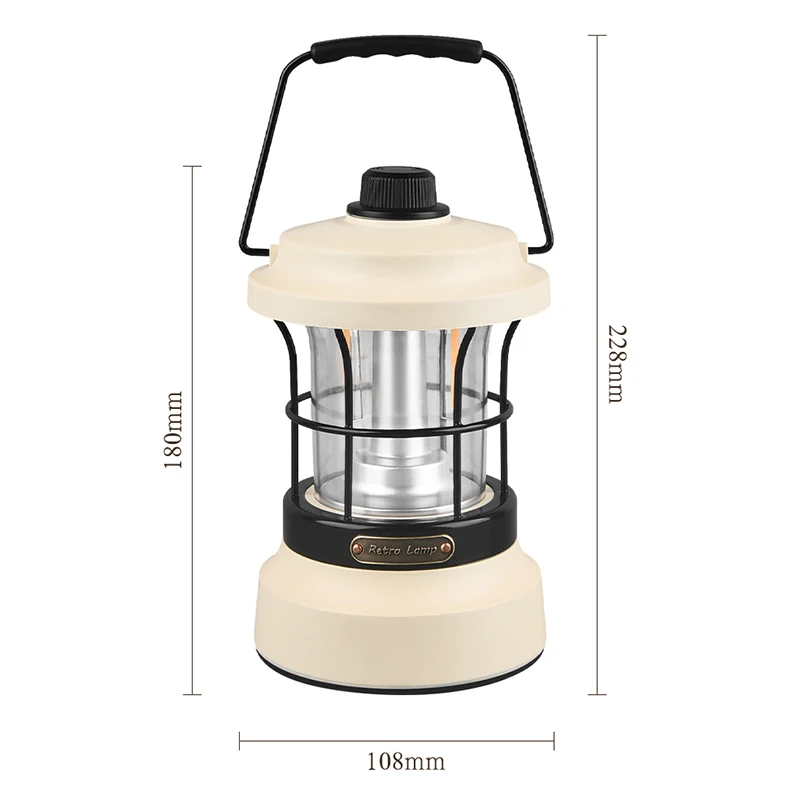 Retro Lamp Portable Camping Lantern USB Recharge Camping Tent Travel Light Vintage Outdoor Lighting Camping Equipment Flashlight