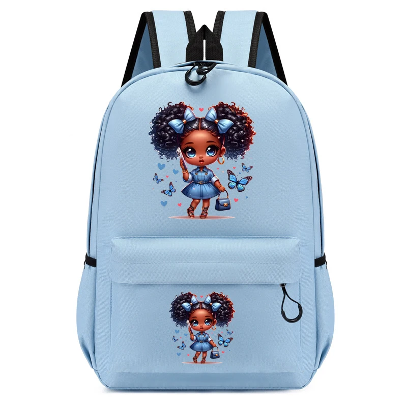 Mochila infantil de borboleta preta e azul para adolescente, bonito jardim de infância, mochila infantil, meninas viagem Bagpack