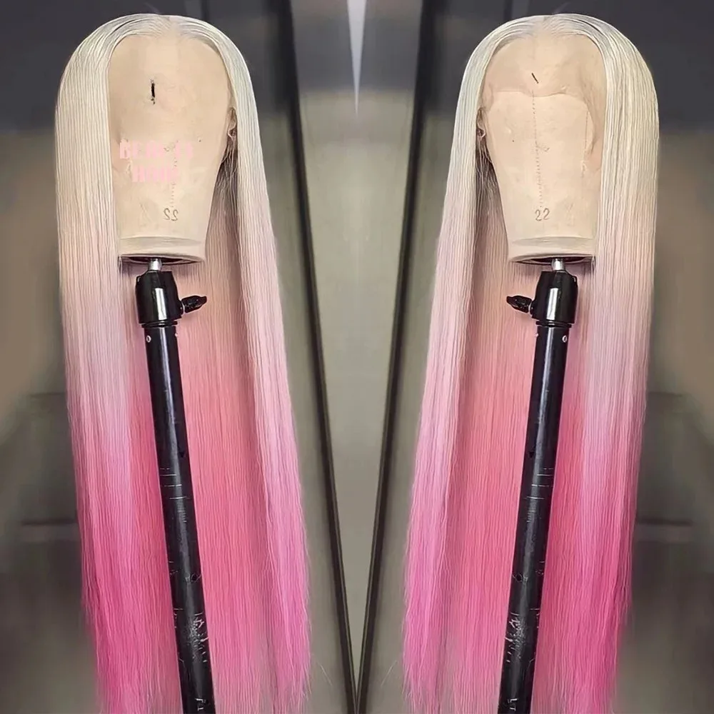 

Розовый парик омбре, прямой, с кружевной передней частью 13x4, HD-кружево, высококачественный, термостойкий, синтетический и смешанный кружевной парик.