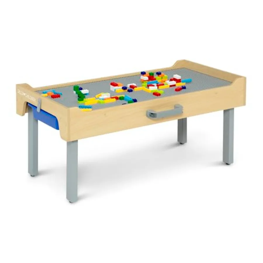 

Игровой стол Delta Play N Store Building Bricks с 100 игральными кирпичами в комплекте — большая кирпичная пластина, совместимая с Lego MegaBlock