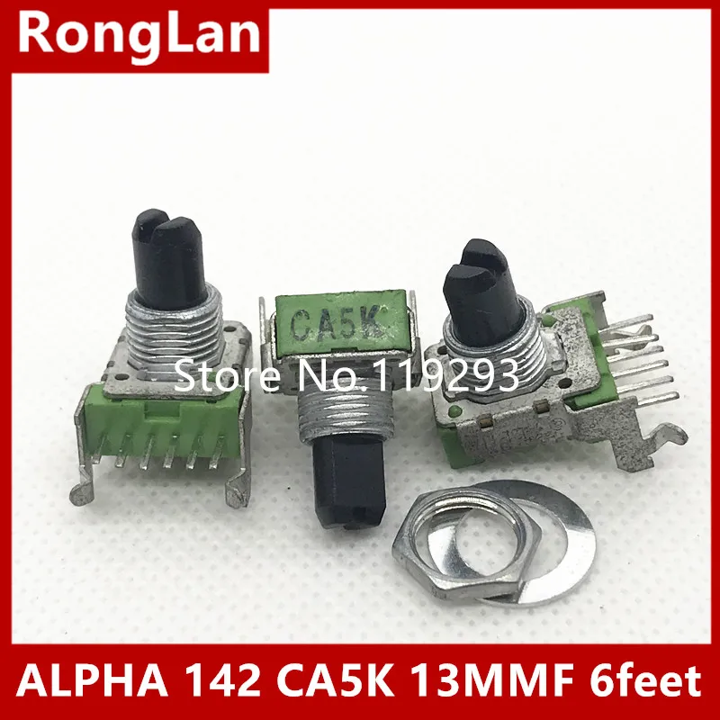 [BELLA]Taiwan ALPHA 142 horizontal double potentiometer CA5K 5K shaft 13MMF 6 feet--10PCS/LOT