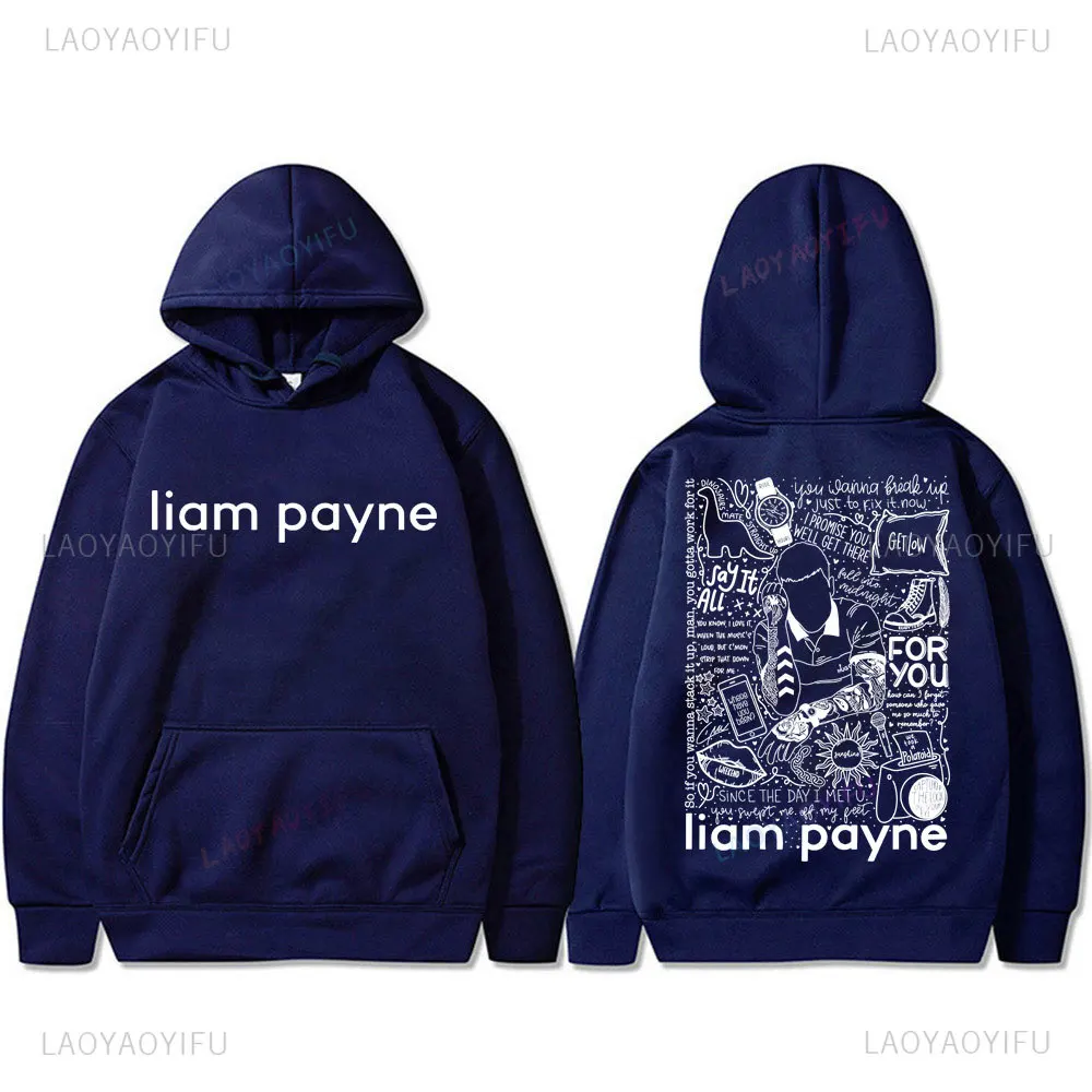 Limted Liam Payne Unisex Hoodies Vintage Hip Hop Pink Harajuku Sweatshirt Fashion Long Sleeve Casual Drop Shoulder Sweatshirt