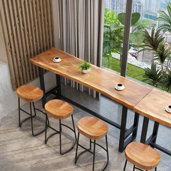 

Hot Selling Customized Dinner Dining Club Coffee Fast Food Shop Commercial Furniture Wooden Metal Restaurant Bar Table